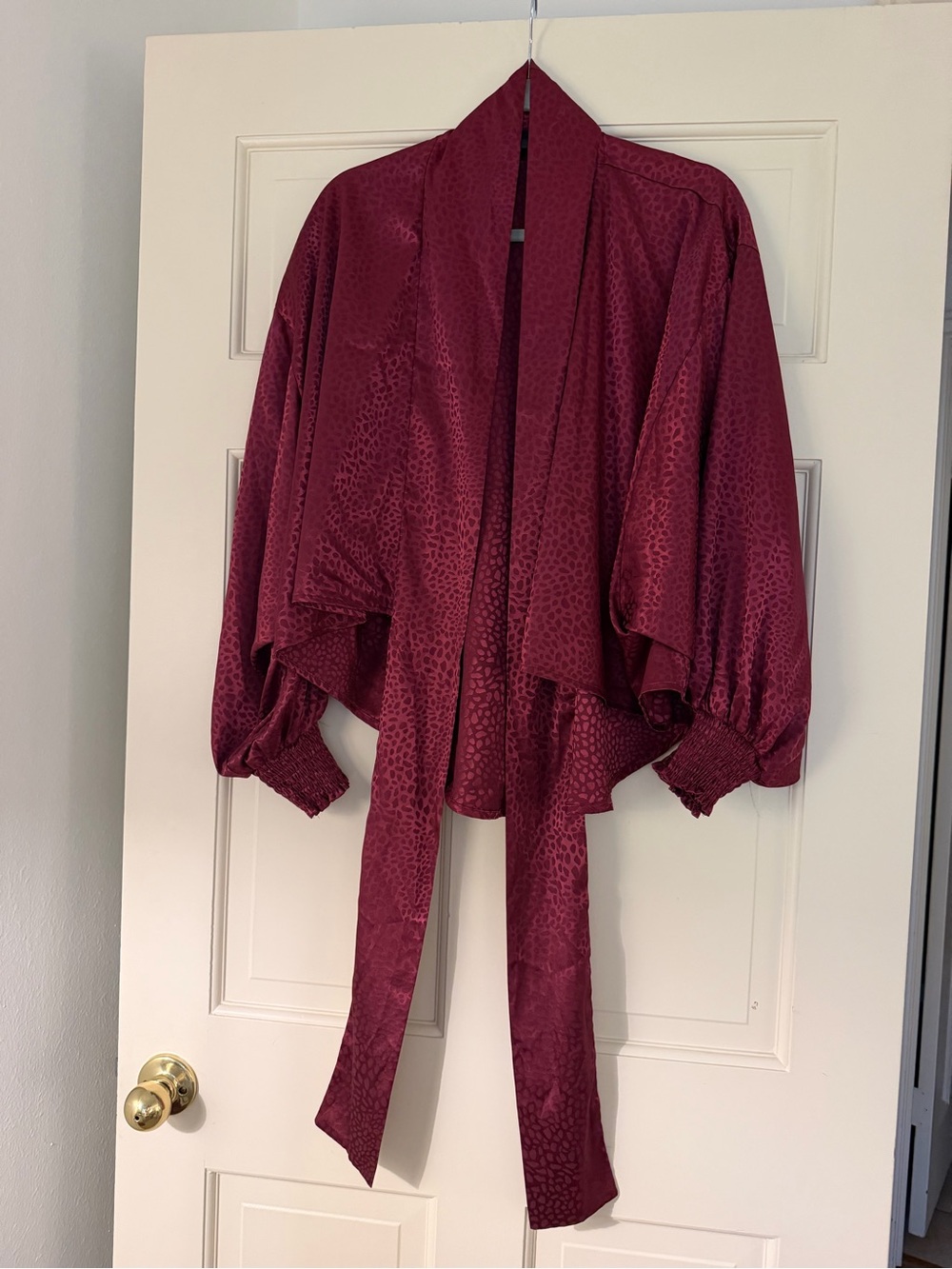 Vici Burgundy Open-Front Draped Cardigan with Tie
